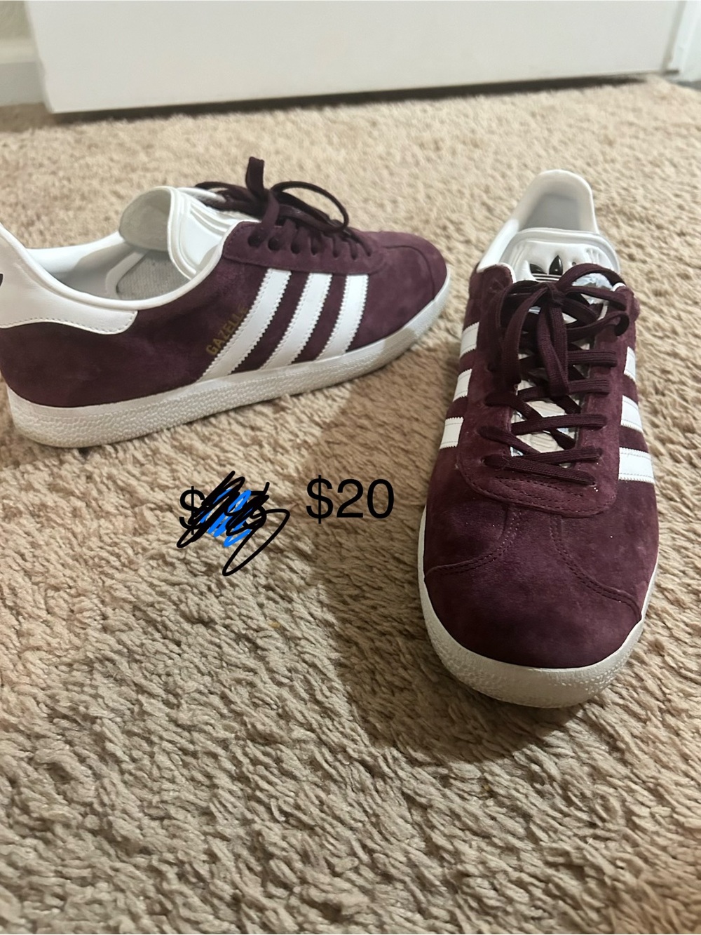 adidas Gazelle Suede Sneakers - Burgundy/White - Picture 1 of 1